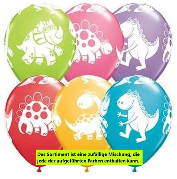 Cute and Cuddly Dinosaurs Sortiment 27,5cm 11" Latex Luftballons Qualatex