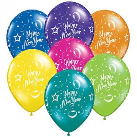 Happy New Year Party Fantasy Sortiment 27,5cm 11" Latex Luftballons Qualatex