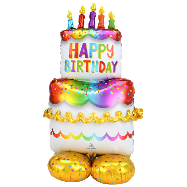 AirLoonz Happy Birthday Cake Folienballon für Luftfüllung 134cm 53''