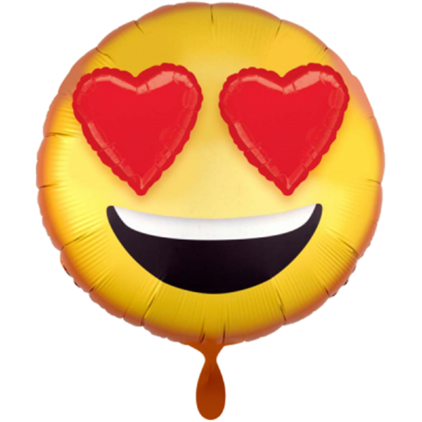 3D Emoticon Smiley Face gelb Emoji with Heart Eyes Folienballon 71cm 28''