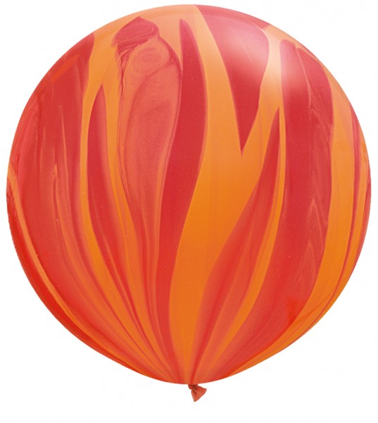 Qualatex SuperAgate Red Orange Rot Orange Rainbow Regenbogen marmoriert 75 cm 30" Latex Luftballons