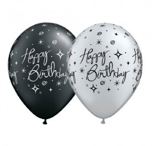 Happy Birthday Elegant Sparkles & Swirls Sortiment 27,5cm 11" Latex Luftballons Qualatex