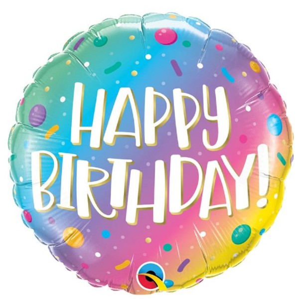 Happy Birthday Ombre Dots Sprinkles Folienballon 45cm 18 Inch 