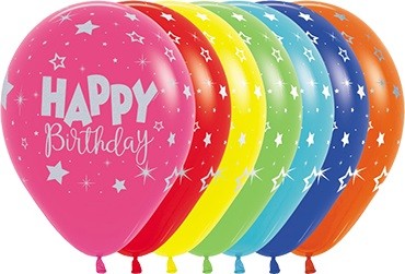 Happy Birthday Fantasy Sortiment Metallic Ink 30cm 12" Latex Luftballons Sempertex
