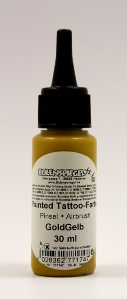 Painted und Airbrush Tattoo Farbe Goldgelb 30 ml Eulenspiegel