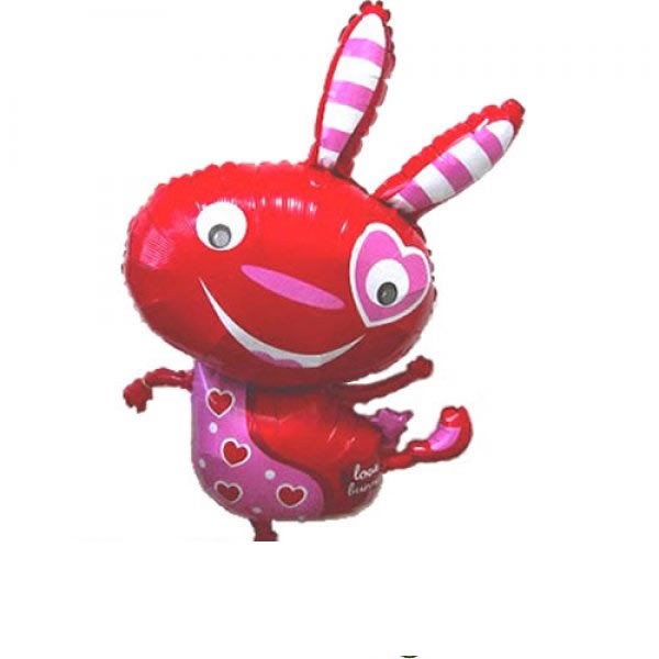 Love Bunny roter Hase Folienballon mit Herzen 101cm 40"