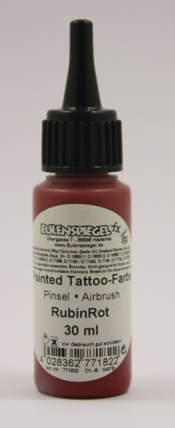 Painted und Airbrush Tattoo Farbe Rubinrot 30 ml Eulenspiegel