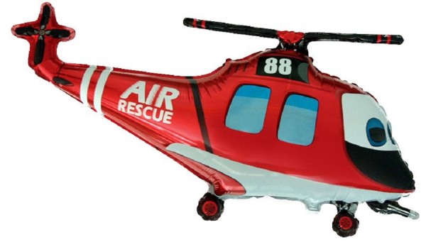 Helikopter Rettungshubschrauber Rot Folienballon 96 x 57cm