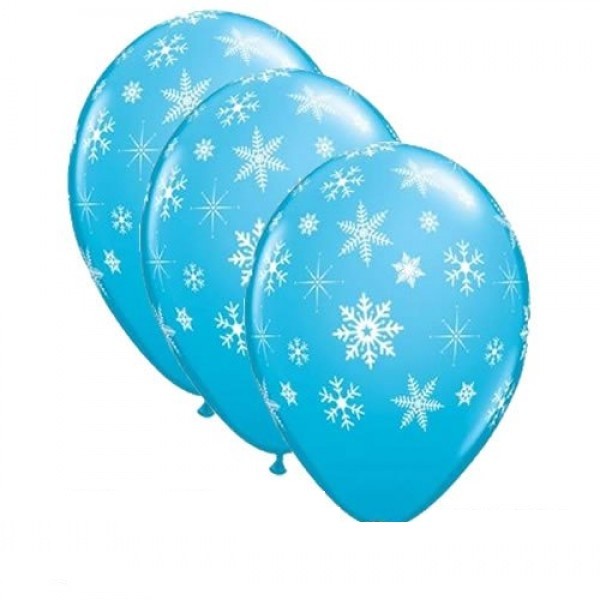 Snowflakes and Sparkles blau Schneeflocken 27,5cm 11" Latex Luftballons Qualatex
