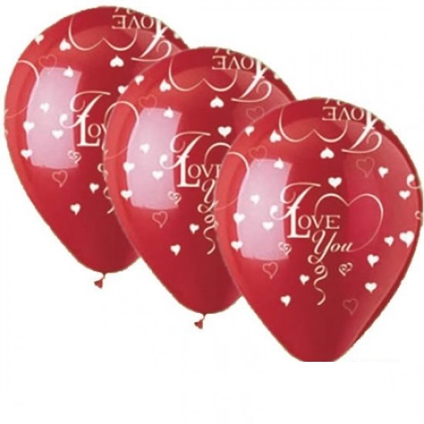 I love you in rot II 27,5cm 11" Latex Luftballons Qualatex