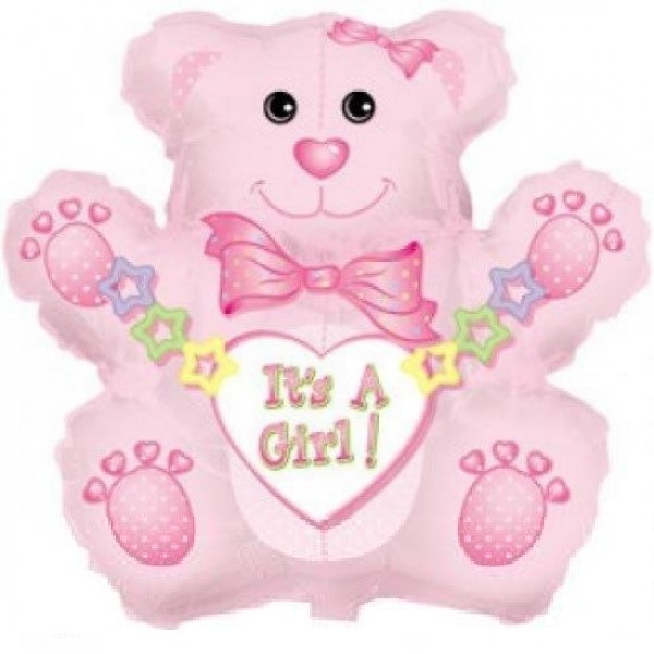 Teddybär Girl rosa Folienballon 81cm 32"