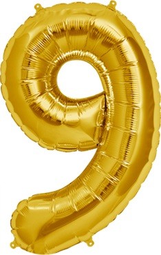North Star Folienballon Zahl 9 (gold) - 86cm