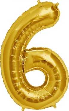 North Star Folienballon Zahl 6 (gold) - 86cm