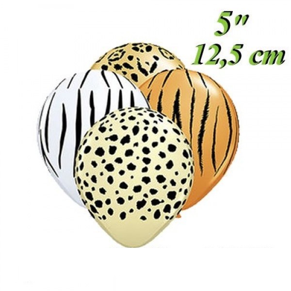 Tierdruck Wild Animals Safari 12,5cm 5" Latex Luftballons Qualatex