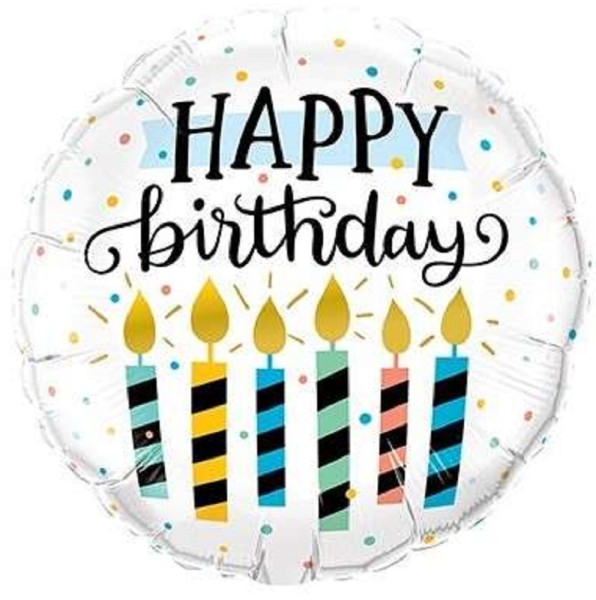 Happy Birthday Candles and Dots Folienballon 46cm 18 Inch