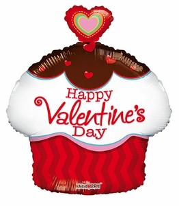Happy Valentine`s Day Cupcake Folienballon 45cm 18"