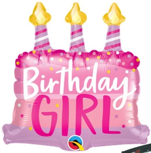 Mini Folienballon Birthday Girl Cake and Candles 36cm 14 Inch Geburtstag