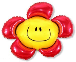 Mini Folienballon Blumen mit Gesicht Rot 38cm 15"