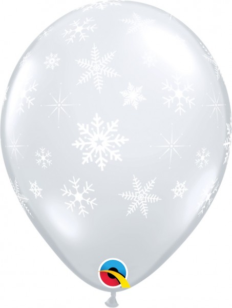 Snowflakes & Sparkles Diamond Clear Schneeflocken 27,5cm 11" Latex Luftballons Qualatex