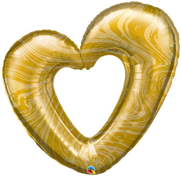 Offenes Marmor Herz Gold Folienballon 107cm 42 Inch