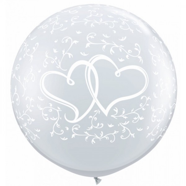 Verschlungene Herzen Hochzeit Diamond Clear 90cm 36" Latex Riesenluftballons Qualatex