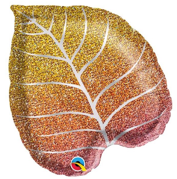 Fall Glittergraphic Ombre Leaf Folienballon 53cm 21 Inch Herbstliches glitzerndes Blatt