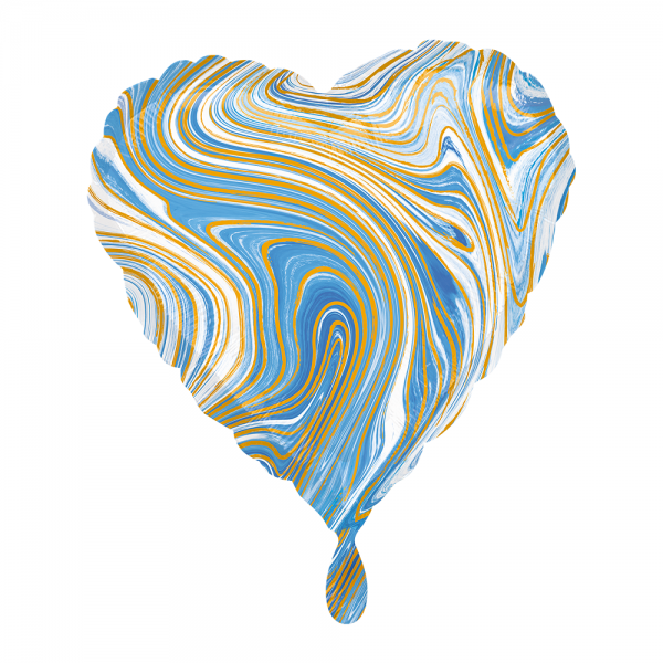 Herz marmoriert Marblez Blue Folienballon - 43cm 17''