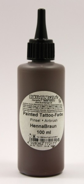Painted und Airbrush Tattoo Farbe Hennabraun 100 ml Eulenspiegel