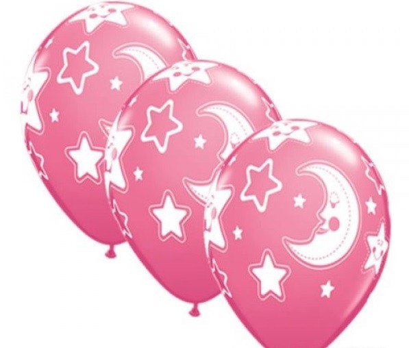 Baby Moon & Stars rose 27,5cm 11" Latex Luftballons Qualatex