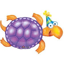 Schildkröte mit Geburtstagshut Folienballon 90x65cm
