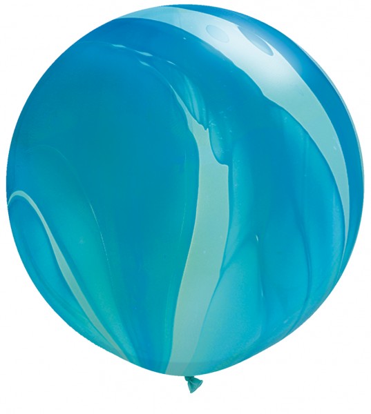 Qualatex SuperAgate Blue Blau Rainbow Regenbogen marmoriert 75cm 30" Latex Luftballons