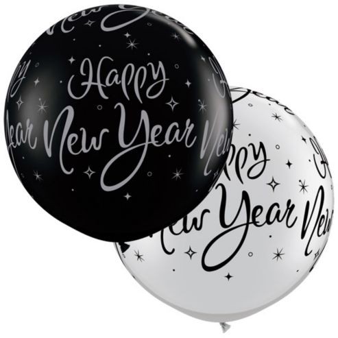 Happy New Year Silvester 90cm 36" Latex Riesenluftballons Qualatex