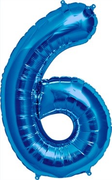 North Star Folienballon Zahl 6 (blau) - 86cm