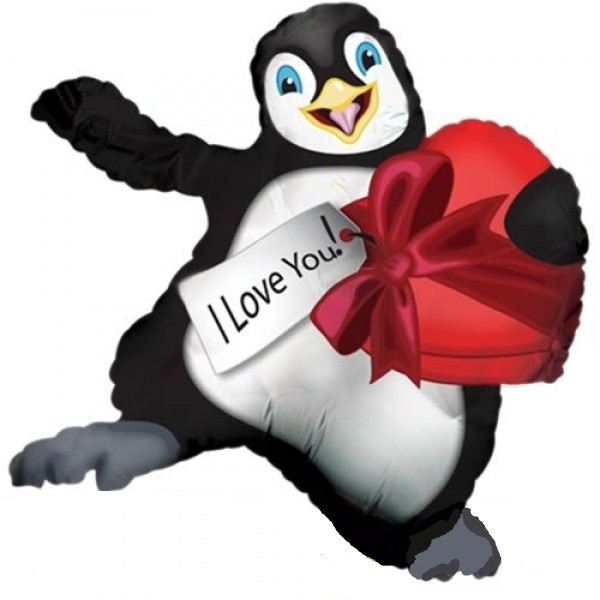 Tanzender Pinguin mit Herz I love yo Folienballon 91cm 36"