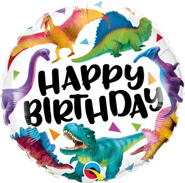 Happy Birthday Colorful Dinosaurs Folienballon 46cm 18 Inch