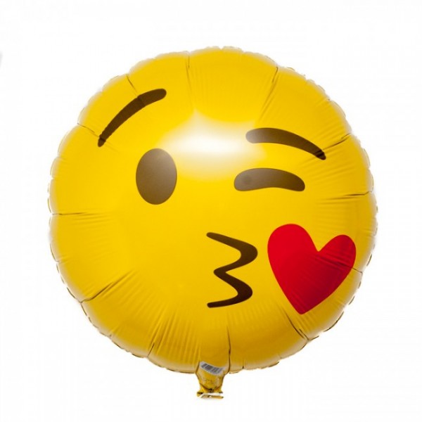 Smiley Face Kiss gelb Emoji Folienballon 45cm 18"