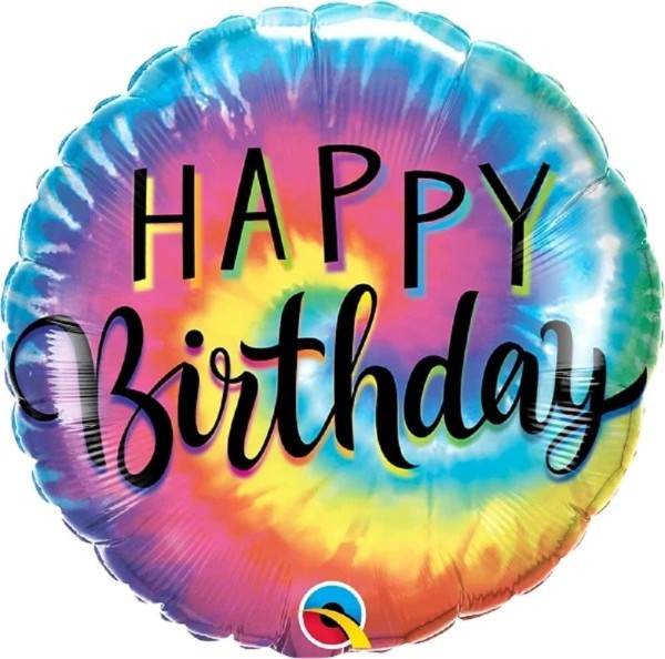 Happy Birthday Tie Dye Swirls Folienballon 46cm 18 Inch 