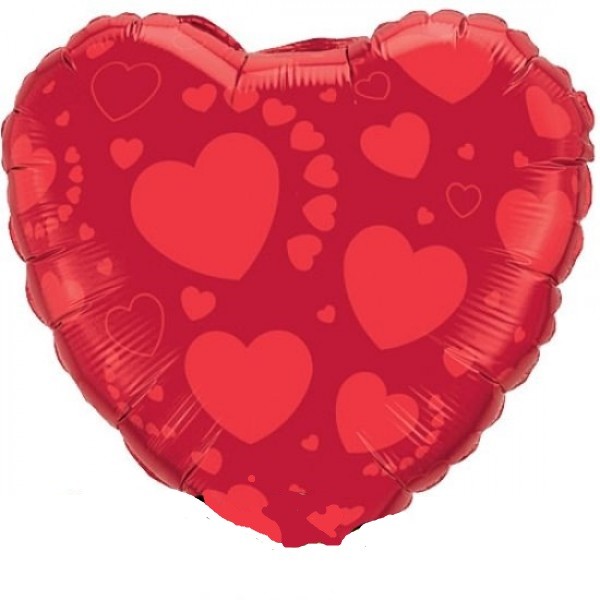 Herz mit Herzen rot Folienballon 45cm 18"