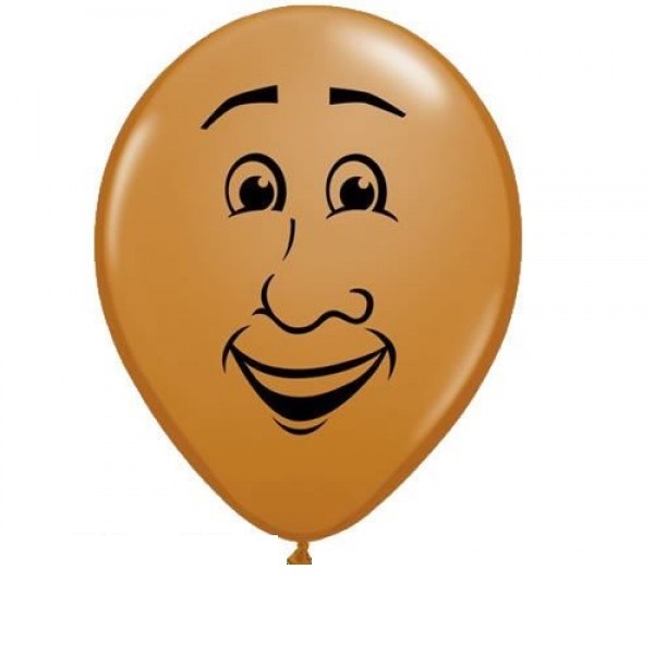Gesicht Mann dunkel 12,5cm 5" Latex Luftballons Qualatex