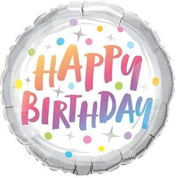 Happy Birthday Rainbow Dots Folienballon 46cm 18''