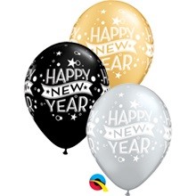 Happy New Year Confetti Dots 27,5cm 11" Latex Luftballons Qualatex