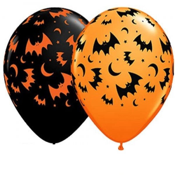 Flying Bats und Moons Fledermaus und Mond 27,5cm 11"Latex Luftballon Qualatex