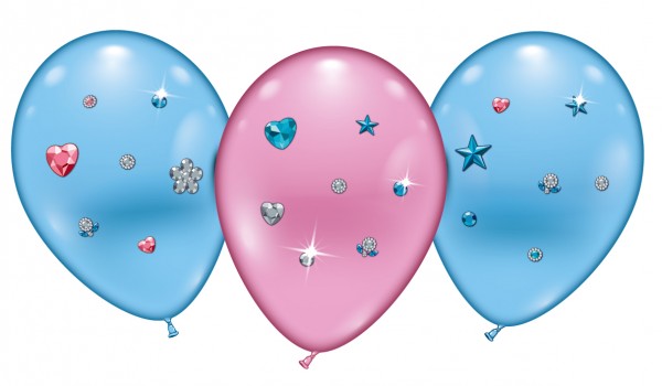 4 Ballons Hearts und Stars Jewels Latex Luftballon ca. 23cm