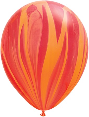 Qualatex SuperAgate Red Orange Rainbow Regenbogen rot orange marmoriert 27,5cm 11" Latex Luftballons
