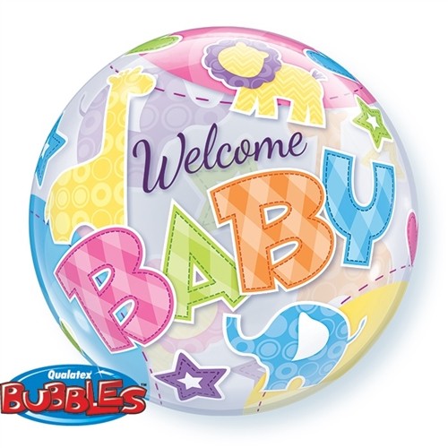 Qualatex Bubble Welcome Baby Geburt 22" 56cm Luftballon