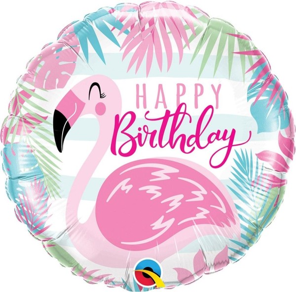 Happy Birthday Pink Flamingo Folienballon 46cm 18 Inch 