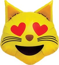 Smiley Face gelb Emoji Cat Heart Eyes Folienballon - 56cm