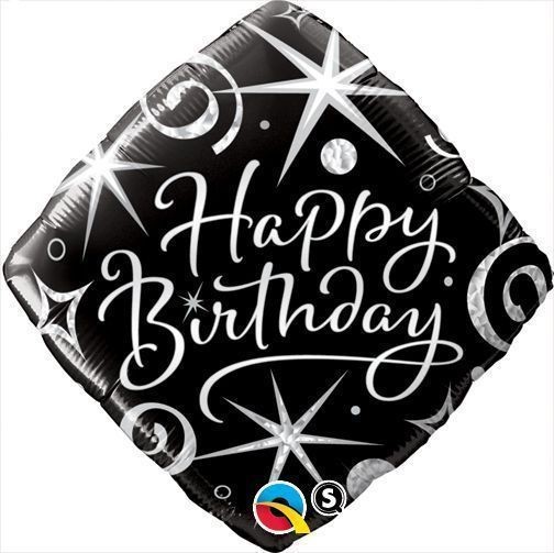 Happy Birthday Diamond Black Folienballon - 45cm 18"