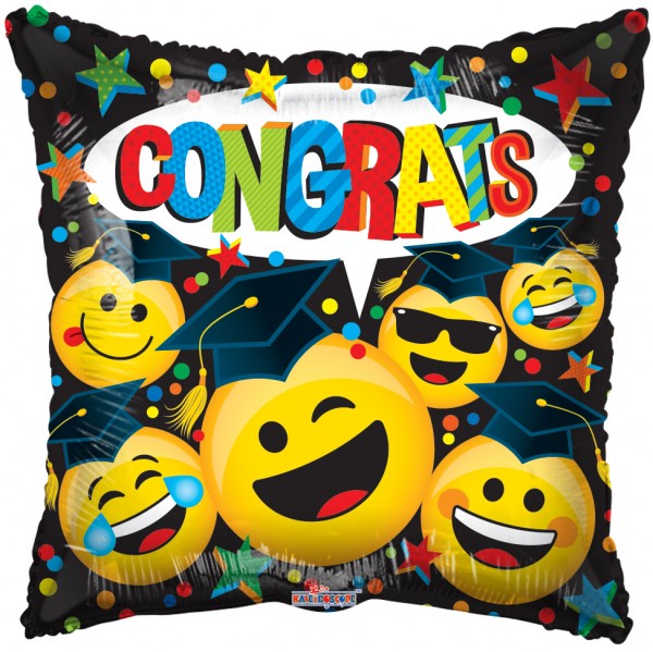 Congrats Graduation Smilies Folienballon - 45cm