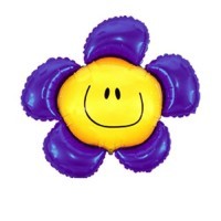 Mini Folienballon Blumen mit Gesicht Violett 38cm 15"